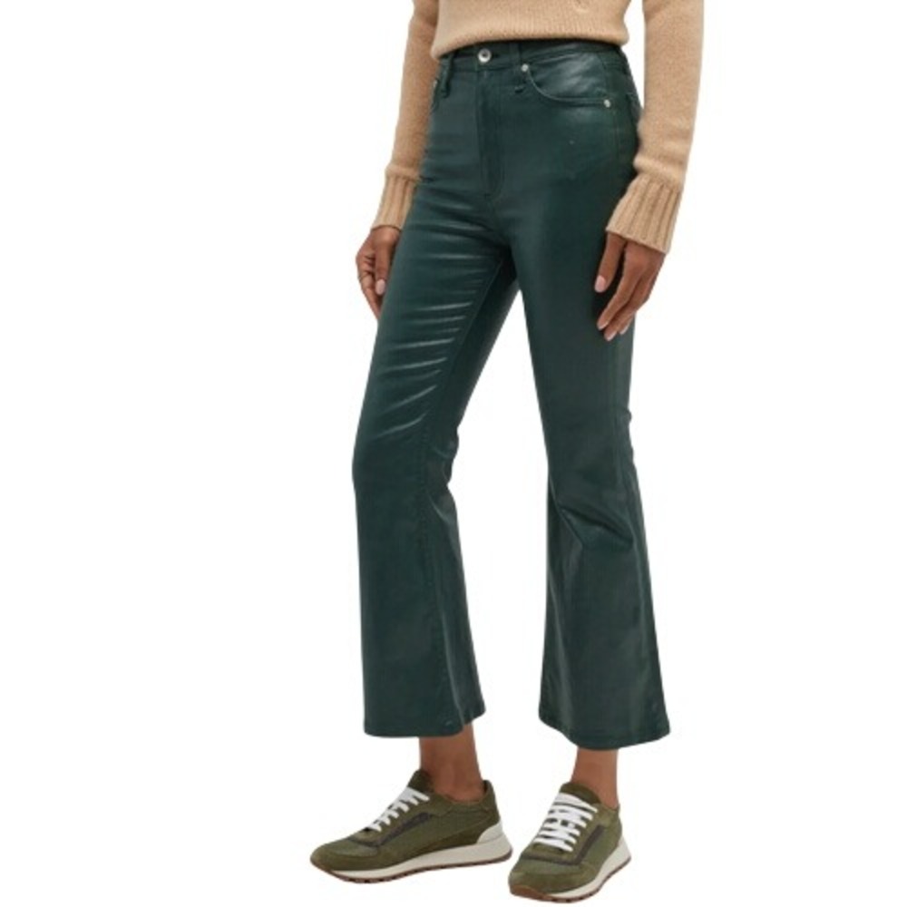 Rag Bone Casey High‎ Rise Ankle Flare Faux Leather Pants Black Size 25